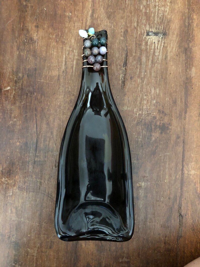 Slumped Wine Bottle Dish with Bottle Bling Kiln Fired Etsy