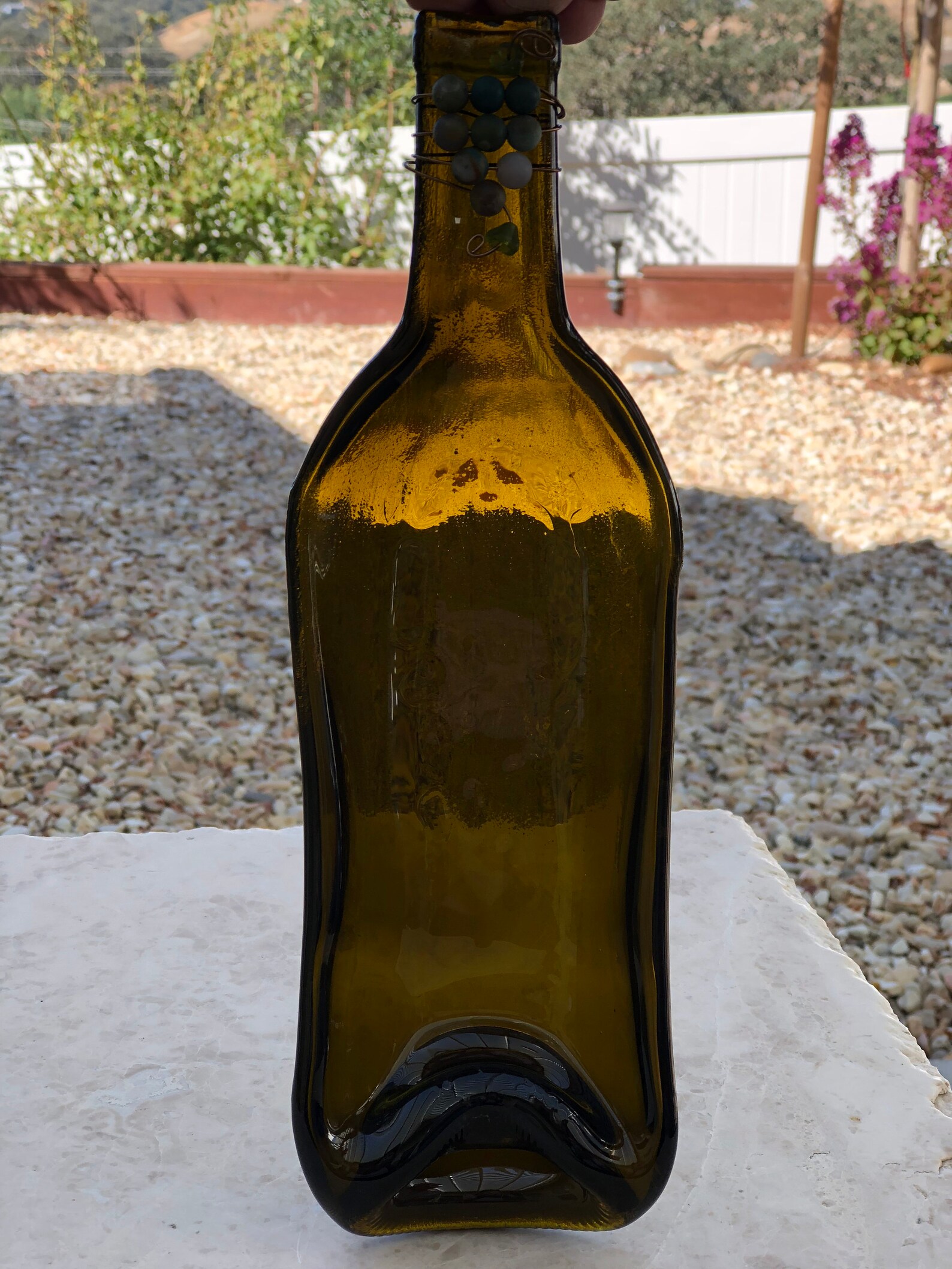 Slumped Wine Bottle Dish With Bottle Bling Kiln Fired Etsy Canada