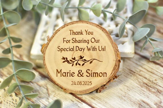 Wedding Thank You For The Gift Wooden Magnets Wedding Guest Etsy
