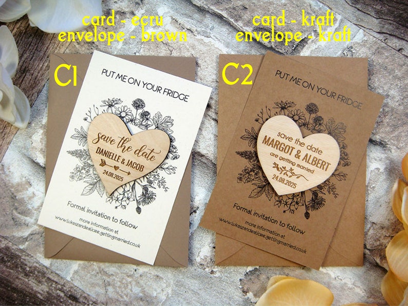 Heart Wedding Magnet Boho Save The Date cards save the date unique heart wedding invitation save the date with wooden magnet