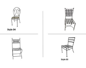 Set of 2 Moroccan Handmade Iron chair, hand painted outdoor chair, black iron stool, comfortable iron chair, Wrought Iron chair, iron bench