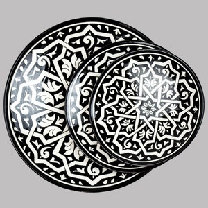 3 set of Hand Painted Moroccan Ceramic Plate, Platter from fes, S / M / L sizes, ceramic dinnerware, moroccan handmade plates, handmade dish
