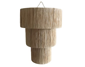 RAFFIA Licht HÄNGELAMPE Schirme Marokkanische Handarbeit 100% natur Openwork Korbschirm 2020 Suspenssion, raffia Deckenlampe Schirm