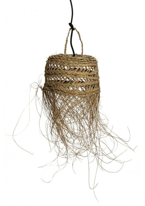 2 Set of Moroccan Straw Lampshades Natural Raffia Lampshade