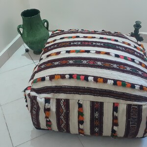 Handmade Moroccan pillow,Moroccan wool pouf, ottoman cushion, Moroccan kilim pillow, Large kilim floor cushion, Moroccan square cushion