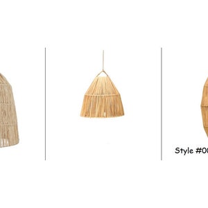 Moroccan handmade lampshade,bell RAFFIA light PENDANT, natural Openwork wicker shade, raphia suspenssion, raffia ceiling lamp shade