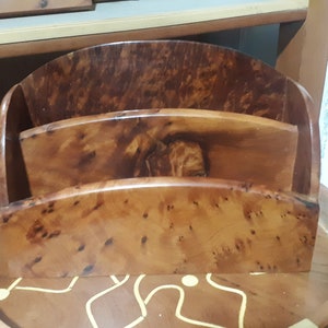 Organizador de escritorio de madera hecho a mano marroquí, organizador de escritorio de madera Thuya, portacartas tallado a mano + regalo