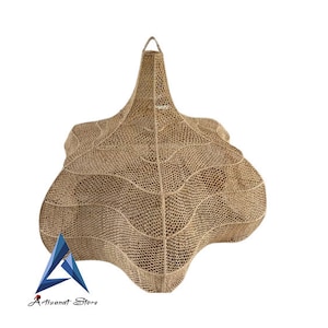 Moroccan Raffia Lampshade Corola Shape, Natural Raffia Lampshade Pendant Light, moroccan boho suspension, straw light pendant - Corola lamp