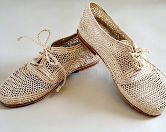 Oxfords raffia shoes women Moroccan raffia shoes handmade oxfords boho chic shoes lace up rafia flats