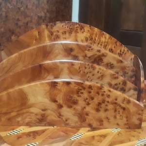 Organizador de escritorio de madera hecho a mano grande marroquí, organizador de escritorio de madera Thuya, soporte de carta tallado a mano + regalo