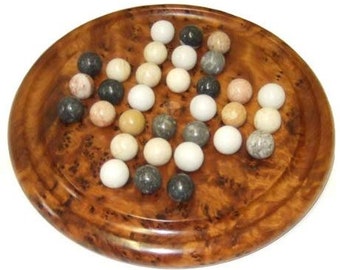 Moroccan handmade Thuya Wood Solitaire Game With Marble Balls, moroccan game board, handmade wooden Home Decor, moroccan decor