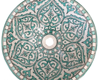 Moroccan ceramic handmade sink, hand painted Round washbasin, 40, 35, 30, and 25 cm, lavabot marocain, ceramic bathroom vessel vanity