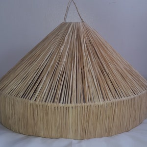 Ronde Marokkaanse handgemaakte lampenkap, parasol RAFFIA lichte HANGER, natuurlijke opengewerkte rieten schaduw, raffia schorsing, raffia plafond lampenkap afbeelding 7