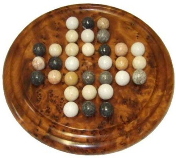 Wooden Solitaire Game Board - Add Your Own Marbles! - House of