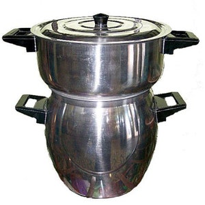 Moroccan Steamer Pot Cookware Couscoussier Veggie Rice 2 Tier Aluminum 6 Liters, Moroccan couscous maker Veggie 2 Tier