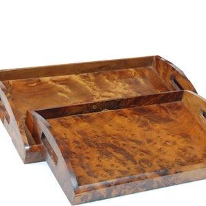 Set of 2 rectangle kitchen tray Handmade Wooden Tray made of Thuya Burl Natural Wood Serving tray Coffee Table Tray wood burl Plateau