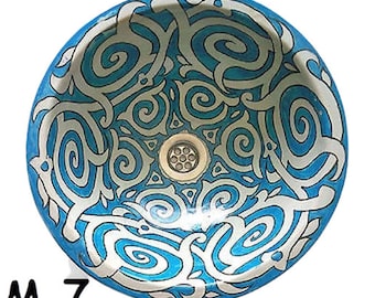Moroccan ceramic handmade sink, hand painted Round washbasin, 40, 35, 30, and 25 cm, lavabot marocain, ceramic bathroom vessel vanity