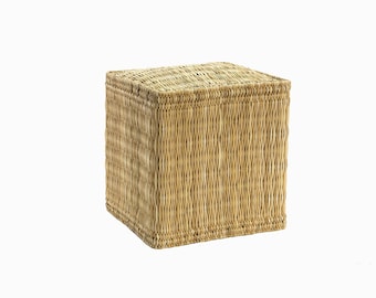 Moroccan Square pouf, Wicker straw Pouf from Morocco, Wicker Ottoman, handmade Moroccan Ottoman, Handmade straw stool