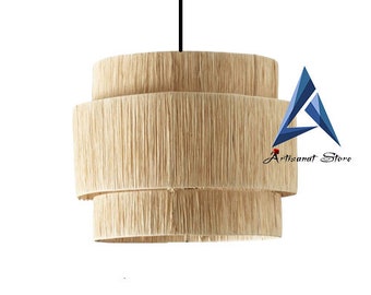 RAFFIA licht HANGLAMP lampenkappen Marokkaanse handgemaakte natuurlijke Openwork rieten kap vering, raffia plafond lamp kap, stro licht kap