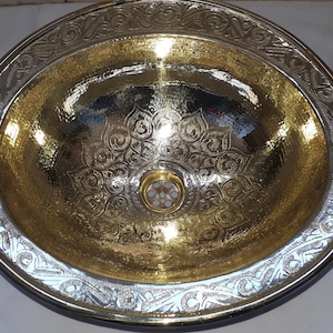 Moroccan copper handmade sink, hammered  sink, Round washbasin, 40, 35, 30, and 25 cm, lavabot marocain, brass vanity