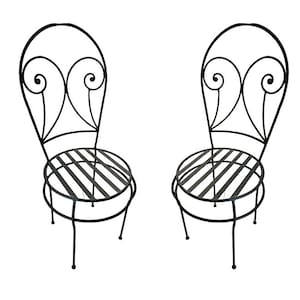 Set of 2 Moroccan Handmade Iron chair, hand painted outdoor chair, black iron stool, comfortable iron chair, Wrought Iron chair, iron bench