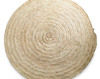 Moroccan Round straw rug, round carpet in woven palm leaves,handmade round palm carpet, 40, 60, 80, 100 & 120 cm in diameter