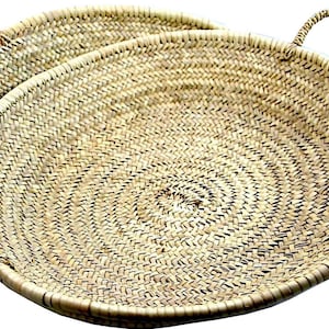 1 Set Moroccan Handmade Wicker basket, Moroccan Palm Leaf Trays, handcrafted straw bag Moroccan wall decoration, natural bohemian chic decor