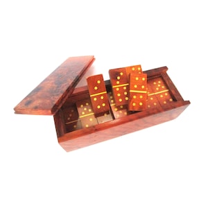 Fast shipping Double 6 Dominoes set Thuya Burl Wood Domino set with box handmade domino game wooden burl domino wood best gift for christmas