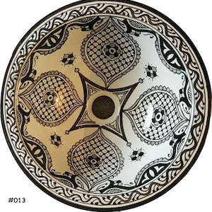 Fregadero artesanal de cerámica marroquí, lavabo redondo pintado a mano, 40, 35, 30 y 25 cm, lavabot marocain, tocador de baño de cerámica