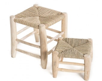 Moroccan wood stool, handmade chair, wood stool, moroccan decoration stool, boho chair, small wooden chair, 100% handmade and natural