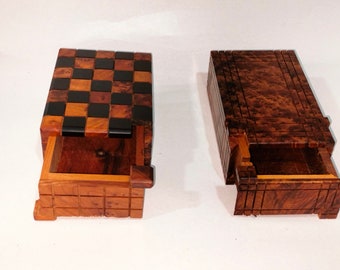 2 Set Of + 1 scatola di puzzle in legno marocchina fatta a mano gratuita, scatola di gioielli segreti in legno thuya, puzzle magico in legno scatola segreta regalo magico in legno per lei