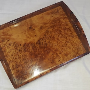 Rectangular kitchen tray Handmade Thuya Wooden Tray made of Thuya Burl Natural Wood Serving tray Coffee Table Tray wood burl Plateau