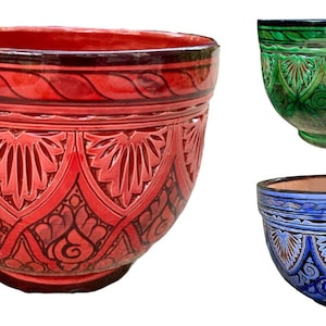 Moroccan Handmade Decorative Ceramic Planter, Handcrafted ceramic pot with 10.5 Inch diameter, moroccan  Terracotta decoration planters