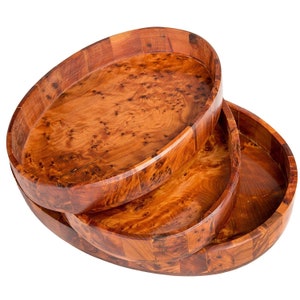 3 set of kitchen tray Handmade Thuya Wood Wooden Tray made of Thuya Burl Natural Wood Serving tray Coffee Table Tray wood burl Plateau