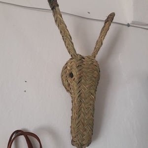 Wicker animal head straw donkey faux trophy, Moroccan handmade handwoven animal head, wicker animal head 100% natural Head Wall Art Copy