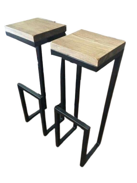 Taburete industrial de metal y madera 60cm - Esis