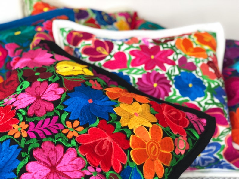 Set of 3 Mexican Embroidered Pillow Covers Mexican Pillow Etsy New