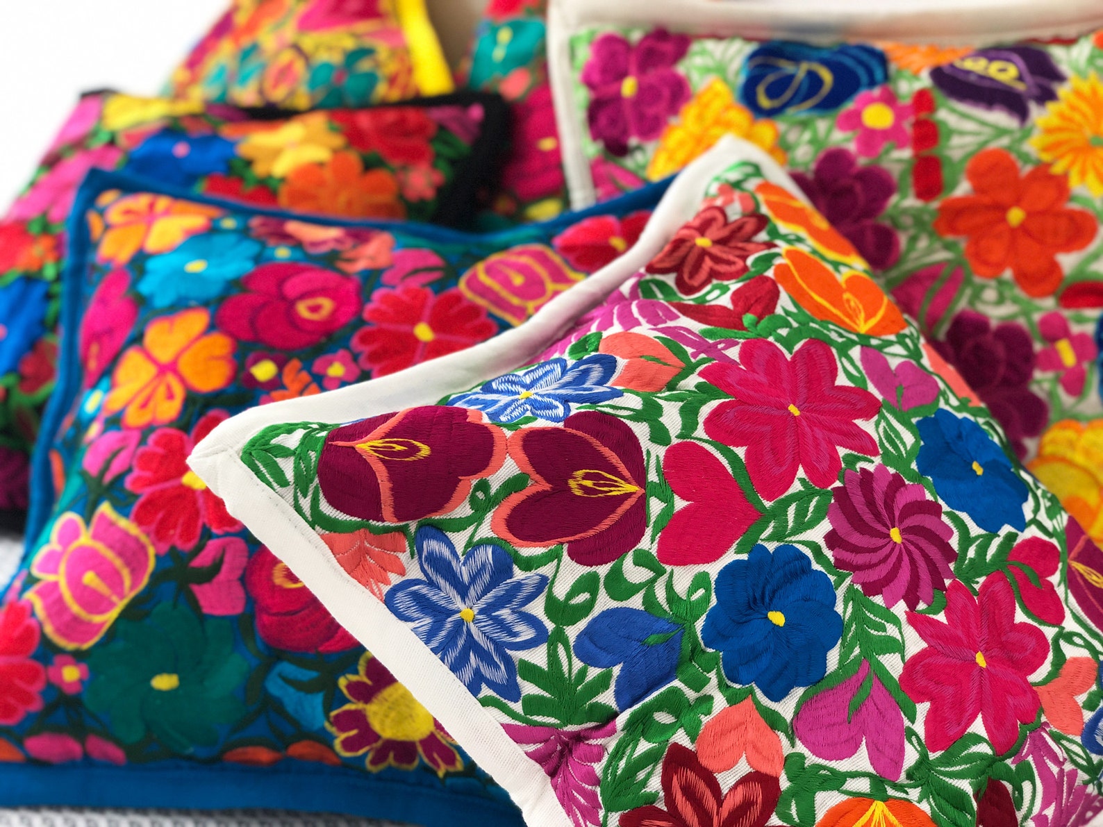 Set of 3 mexican embroidered pillow covers Mexican pillow Etsy