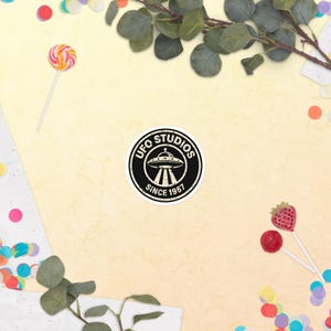Official UFO Studios Sticker | Distressed Since 1987 UFO Seal | Retro Flying Saucer Vinyl Decal