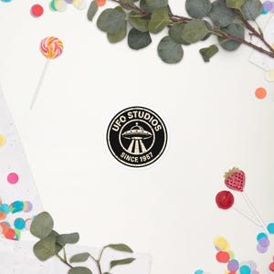 Official UFO Studios Sticker | Distressed Since 1987 UFO Seal | Retro Flying Saucer Vinyl Decal