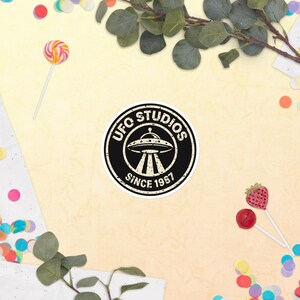 Official UFO Studios Sticker | Distressed Since 1987 UFO Seal | Retro Flying Saucer Vinyl Decal