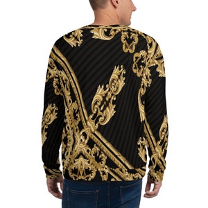 Sweatshirt - Black - Gold - Unisex Women Men Sweater - Graphic Printed Sweatshirt - Designer Sweatshirt - Streetwear Style - Cool