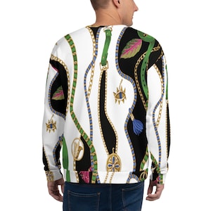 Sweatshirt - White - Black - Floral - Unisex - Womens - Mens - Sweater - Graphic - Printed - Designer - Streetwear