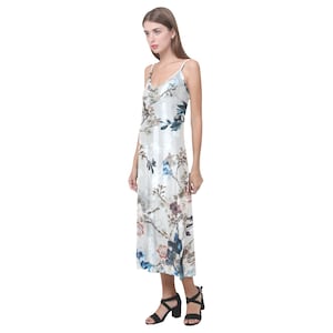 Sleeveless Dress - White - Floral - Long - Dress