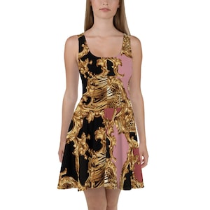 Skater Dress Black Pink Gold Wedding Guest Mother of The Bride Designer Summer Cocktail Formal Plus Size Party Evening Boho Birthday