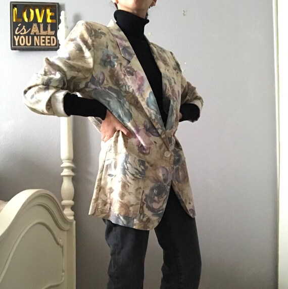 80s style pastel flower print blazer print jacket