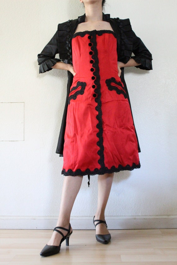 Red Gothic Strapless Dress