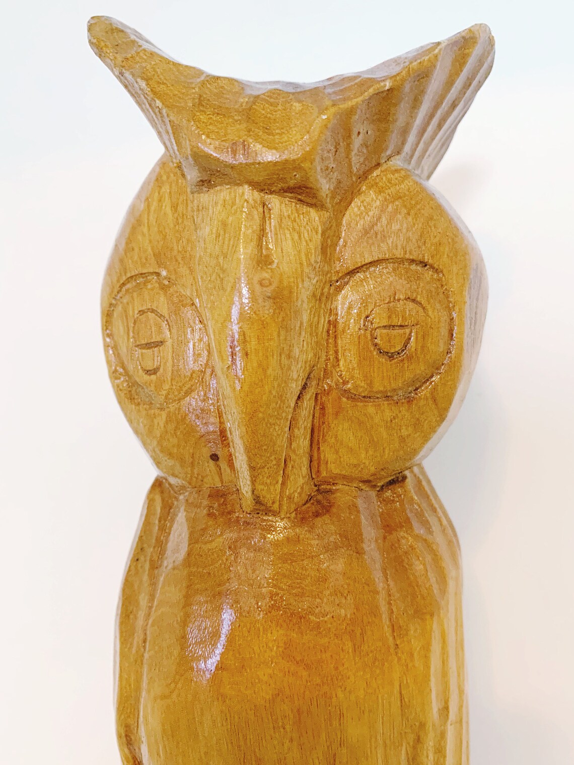 Vintage Owl Statue Wooden Owl Hand Carved Wooden Owl Statue Etsy
