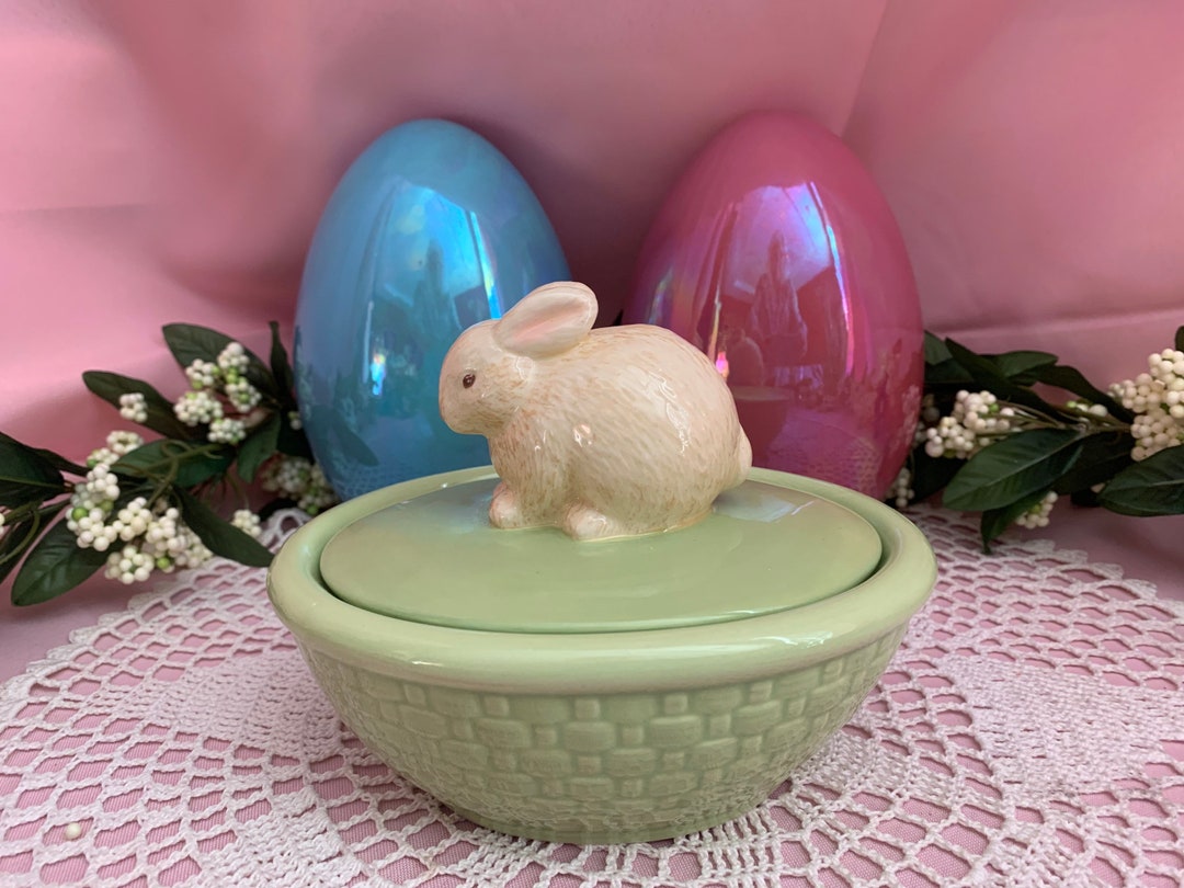 Hallmark Easter Bunny Covered Candy Dish. Easter Candy Dish Etsy