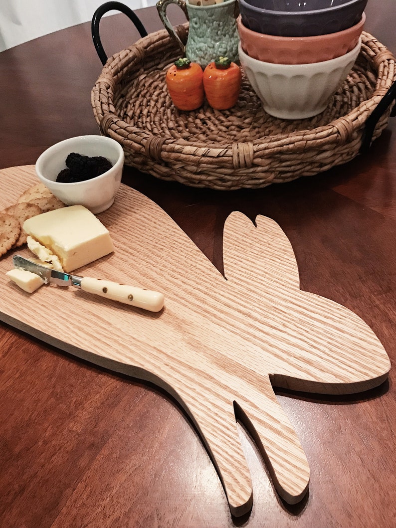 Bunny Decor Kitchen Accessories VintageModern Kitchen Open Shelving Styling Handmade Wooden Bunny Shaped Cutting Board Sideboard Decor